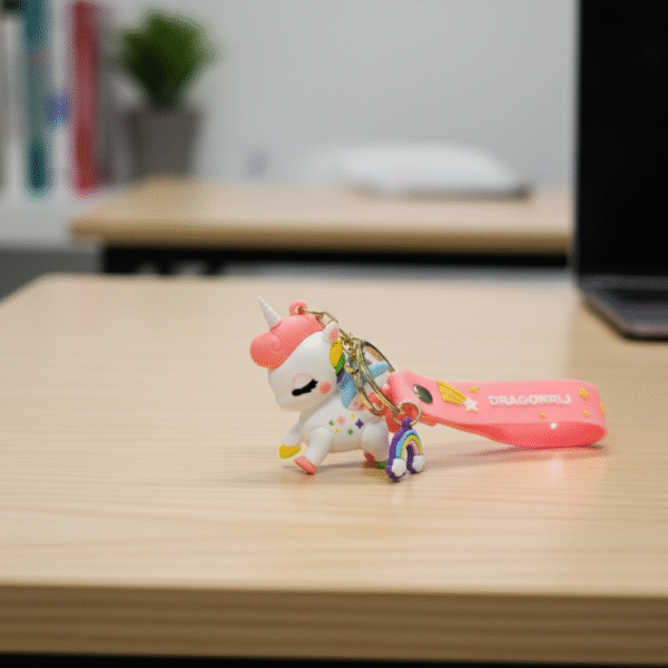 Cute Unicorn Silicone Keychain with Wrist Strap – Premium Accessory - Image 3