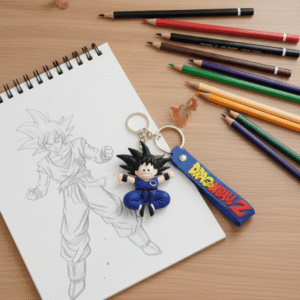 Kid Goku Dragon Ball Z 3D silicone keychain with wrist strap