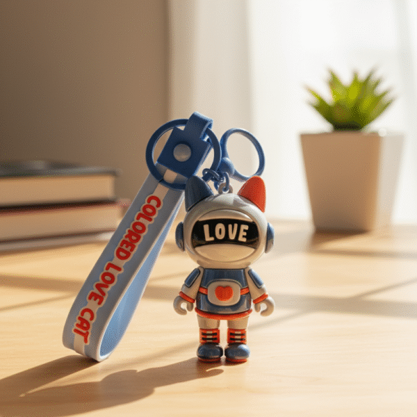 Love Space Cat Keychain with Wrist Strap - Image 4