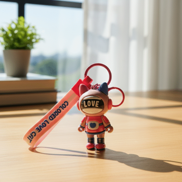 Love Space Cat Keychain with Wrist Strap - Image 2