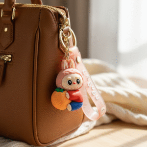 Cute Labubu silicone keychain for bags and keys
