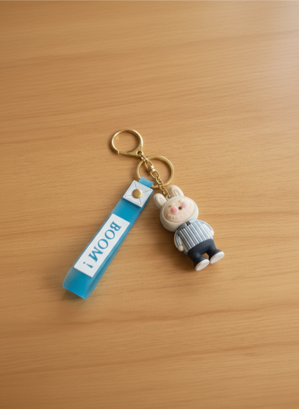 Labubu Premium Keychain with Blue BOOM! Strap – Cute Silicone Design - Image 2